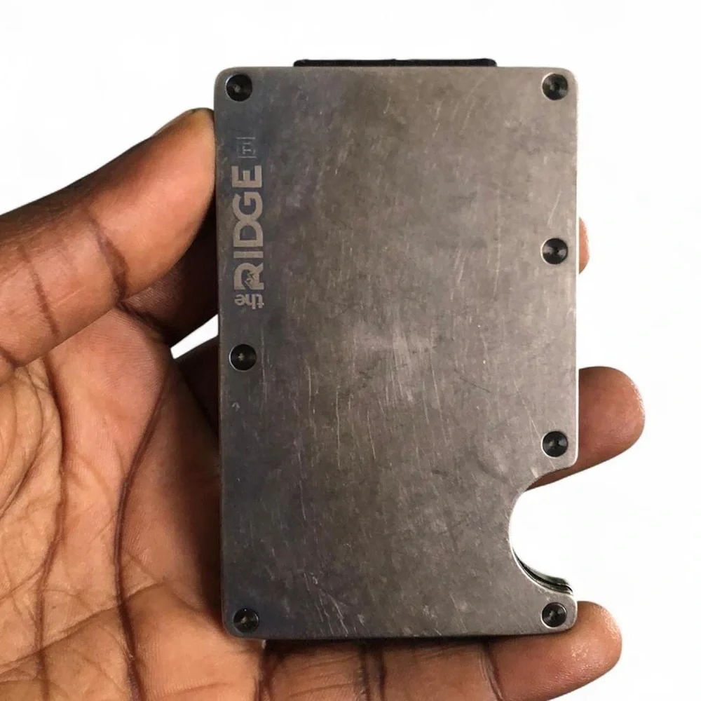 Ridge Titanium Slim RFID Blocking Wallet Card Holder Money Clip Preowned